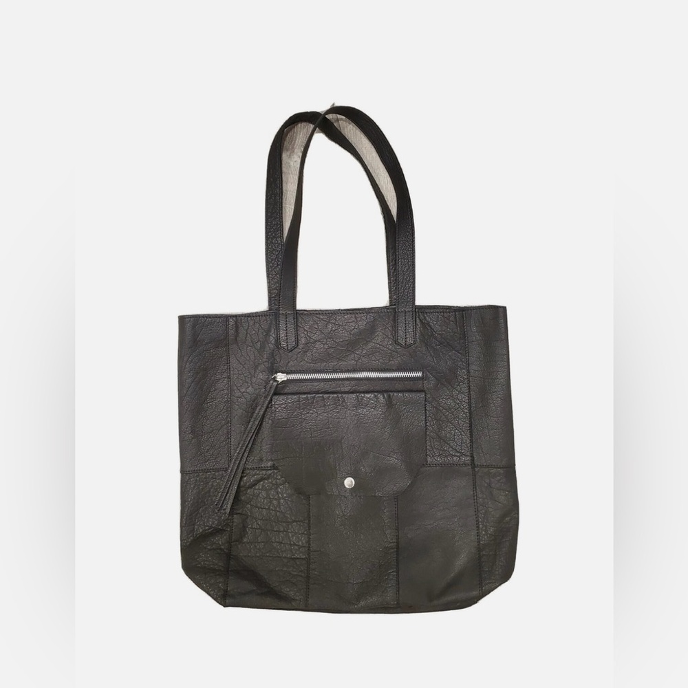 ANTHROPOLOGIE/ DAY & MOOD Heather Tote Soft Black Leather Shoulder Bag Shopper